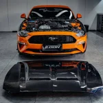 Super Snake Carbon Fiber Fibre Front Bonnet Engine Hood Two Vents for Ford Mustang 2018-2023