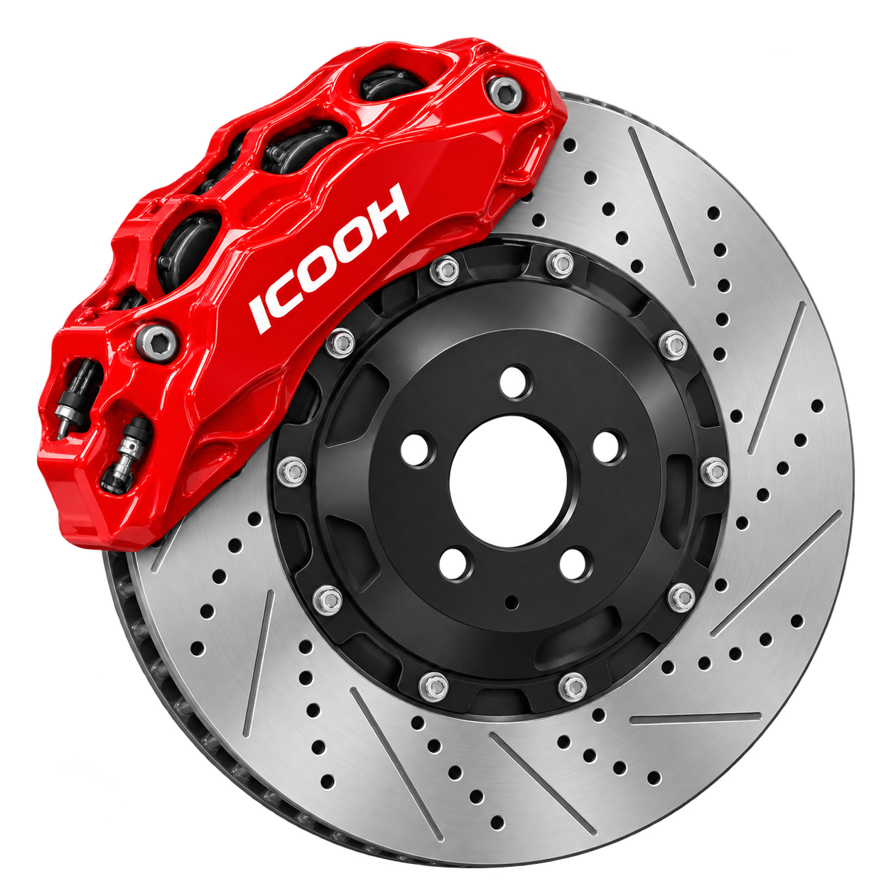 ICOOH front brake kit with red caliper and rotor
