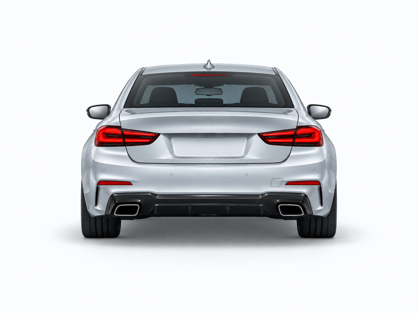Rear view of a vehicle illustrating a DM4 rear brake kit